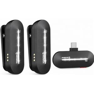 Moman M1CXT Microfono Lavalier Wireless Doppio USB-C, 2TX+1RX, 150 m | Doppio microfono, pickup omnidirezionale, riduzione del rumore, Plug & Play, monitoraggio in tempo reale, batteria 6 h