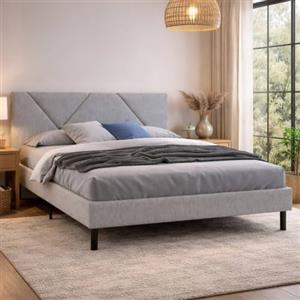 Dmora - Letto matrimoniale Caldes, Sommier per camera da letto, Giroletto per stanza, Struttura porta materasso, Adatto a materasso Cm 160x190, Tortora