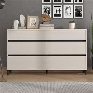 Dmora Cassettiera Chiketoo 157x40x90h cm Beige 6 Cassetti Apertura Scorrevole, Chiusura Scorrevole