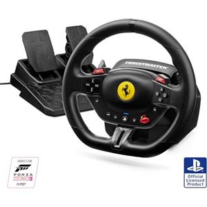 Thrustmaster T98 Ferrari 296 GTB - Volante da Corsa e Pedaliera - PS5 e PC | Volante per principianti, su licenza ufficiale Ferrari, resistenza lineare, ritorno automatico al centro, palette del cambio
