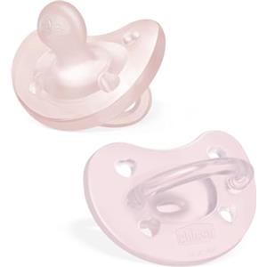 Chicco PhysioForma Ciuccio in Silicone 2-6 Mesi, 2 Pezzi, Set Gommottini 2-6 Mesi, Supportano la Respirazione Fisiologica e Favoriscono il Corretto Sviluppo della Bocca, Rosa