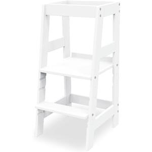 Pinolino Torre di apprendimento Fino bianco Per bambini, sedia per imparare sgabello a pedali regolabile in altezza, ausilio per la cucina Per neonati