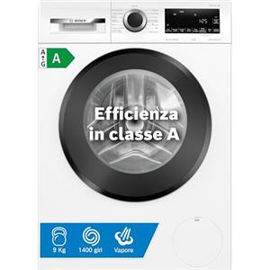 Bosch WGG244Z0IT Serie 6 Lavatrice 9kg 1400 giri/min bianco | Lavatrice con vapore, Sitema di riconoscimento del carico, Sistema Antimacchia, Motore silenzioso con 10 anni di assistenza
