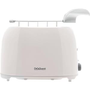 Digiquest TOAST UP Tostapane Pareti Fredde con Pinze - 750W, 2 Scomparti, 7 Livelli di Doratura, Pulsante STOP, Vassoio Raccogli Briciole, Design Compatto Bianco