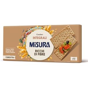 Misura Fibrextra Crackers Integrali, Ricchi di Fibre | Farina 100% Integrale da Filiera Italiana, Confezione da 12 pacchetti, 385 g
