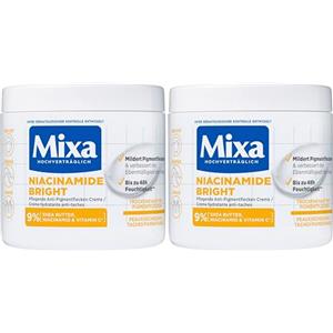 Mixa Crema idratante anti-macchie, multiuso, adatta per viso, corpo e mani, Niacinamide Bright, ipoallergenica, 400 ml (Confezione da 2)