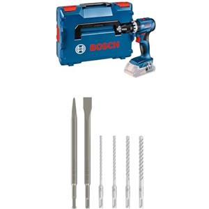 Bosch Professional Avvitatore a percussione a batteria Bosch Professional 18V System GSB 18V-45 (incl. L-BOXX, senza batteria/caricabatteria) + set di 6 scalpelli e punte PRO SDS plus-4C