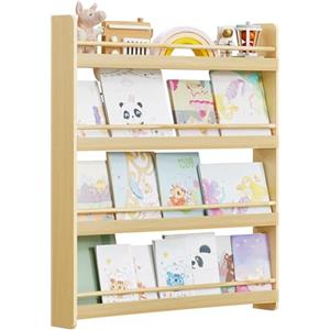SONGMICS Libreria per Bambini, Scaffale per Giocattoli a 4 Ripiani | Libreria da Parete, Mobile per Cameretta Stanza dei Giochi, Giallo, Collezione TEZA GKR014YZ01