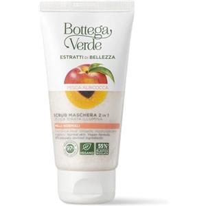Bottega Verde - Scrub Maschera Viso 2 in 1, per Pelli Normali, 75 ml | Trattamento Levigante, Idratante e Illuminante, Texture Cremosa per Esfoliare e Nutrire la Pelle, con Pesca e Albicocca