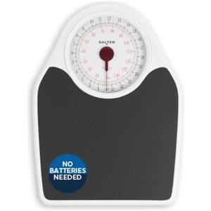 Salter 145 BKDR Bilancia Da Bagno Pesapersone Meccanica Doctor Style, Fitness, Max 150kg, Ampia Piattaforma, Quadrante A Vista, Batterie Non Richieste, Misurazioni Precise In Kg,st E Lb, Bianco/nero