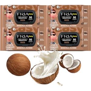 Fria Easy Carta Igienica Umidificata al Cocco con Effetto Idratante, Tessuto Gettabile nel WC, Dermatologicamente Testate, Confezione da 200 Salviette