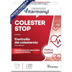 Vitarmonyl Colesterstop Nuova Formula - Senza Monacolina K - 20 Capsule | Con Aglio Nero e Coriandolo, CQ10 e Acido Folico - Benessere Cuore e Circolazione - Antiossidante Naturale - Senza Glutine