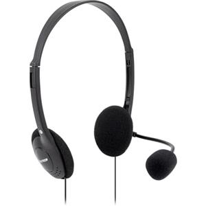 VulTech Cuffie Headset On Ear HS-01 jack 3,5mm da 1.8m con Microfono su archetto regolabile per PC con controller volume e muto, ufficio, Computer, Portatile, Laptop, Macbook, Meet, Zoom