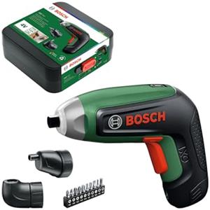 Bosch IXO8 Cacciavite a batteria (incl. adattatori angolare ed eccentrico, set di 10 bit e batteria, in scatola di stoccaggio)