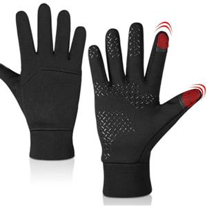 Helilyco Guanti da sci termici da uomo e donna, guanti interni in pile touchscreen con impugnatura antiscivolo, base in seta leggera, invernali, ciclismo, corsa