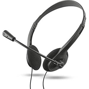 Trust Primo Cuffie con Microfono Leggere, Connessione 3,5 mm, Cavo 1,8 m, Auricolari con Filo, Headphones Cablato per PC, Computer, Portatile, Laptop, Macbook, Ufficio, Teams, Skype, Zoom - Nero