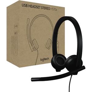 Logitech H570e cuffia con microfono per PC e Mac | Cuffia cablata USB-C con microfono, audio stereo, cancellazione rumore, controlli sul cavo, certificata Microsoft Teams, nera