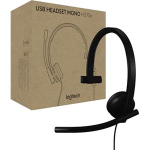 Logitech H570e cuffia con microfono per PC e Mac | Cuffia cablata USB-C, audio mono, microfoni cancellazione rumore, controlli sul cavo, certificata Microsoft Teams, nera