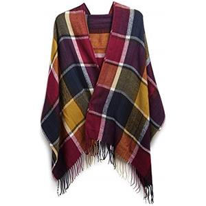 Miss Lulu Pashmina Donna Elegante a Quadri, Stola Calda Effetto Cashmere | Pashmina calda 200 x 60 cm con motivo tartan e frange, da indossare come sciarpa, scialle o stola in autunno e inverno