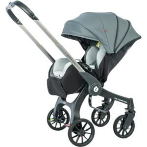 ALYIKOU Passeggino per Bambini 4‑in‑1 Pieghevole Leggero Compatto, Seggiolino Auto, Navicella e Ovetto, Manubrio Regolabile per Neonati，grigio