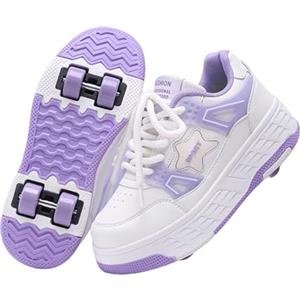Hixingo Scarpe con Rotelle, Moda 4 Ruote Scarpe da Skateboard 4 Ruote, Pattini a Rotelle Multifunzionale 2 in 1 per Principianti, Bambini
