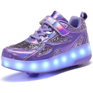 Mateju Scarpe con Rotelle Bambino Bambina Sportive Scarpe da Skateboard, Rotelle a Scomparsa Skateboard Sneakers Scarpe da Ginnastica da Pattini per Adulto Donna Uomo 29-40 EU