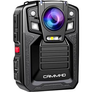 CAMMHD V8 Pro 32G 4K Bodycam Due Batterie 4400mAh 14 Ore 2160P H.265 Bodycam Polizia Professionale UHD Visione Notturna Body Camera con Base di Ricarica per la Sicurezza