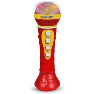 Bontempi - StarMic Karaoke - Microfono con Effetti Luminosi, 60x195x60 mm | con Effetti Luminosi per Esibizioni da Vera Star, Rosso