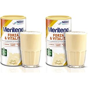 Meritene Forza & Vitalità gusto vaniglia,bevanda alimentare in polvere |Arricchito di Vitamine, Minerali e Proteine,Rafforza il tuo Sistema Immunitario e la Salute delle Ossa Barattolo da 2x270g