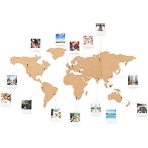 Luckies of London Corkboard Map - Mappamondo in sughero autoadesivo con puntine - Idea regalo viaggio