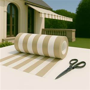 Byour3 - Tessuti Per Tende Da Sole Ombreggiante Gazebo -stoffa al metro per Esterno in Dralon Traspirante Frangisole Frangivento Anti Uv Per Pergola Copertura Solare No Pvc (Beige Righe 140 cm)