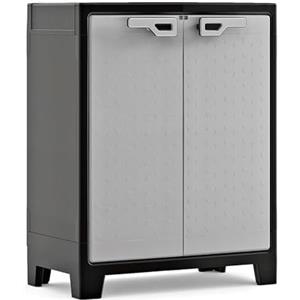Keter Armadio Basso Titan, da interno ed esterno, 2 Ripiani Regolabili, Grigio, 80x44x100 H Cm