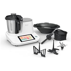 Tefal Moulinex Click & Cook - Robot da cucina con bilancia integrata, potenza 1400 W, capacità 3,6 l, 32 funzioni, 10 programmi automatici, schermo digitale touch, facile da usare HF506110