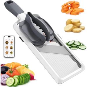 Generico ELITE CONNECT | Mandolina professionale regolabile da 1mm a 4mm | Affettaverdure da cucina con lama in acciaio | Tagliaverdure sicuro con protezione dita | Ideale per frutta e verdure | Ebook 0
