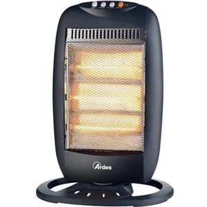 ARDES HALO 12 AR454B Stufa elettrica alogena 1200 W con 3 livelli | oscillazione orizzontale e copertura 40 m³, termoventilatore a basso consumo per uso domestico