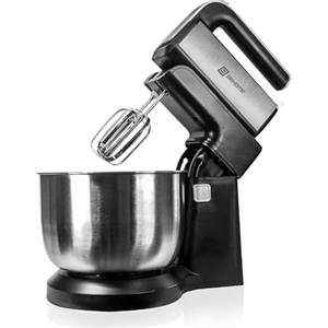 BEHOME Sbattitore Elettrico con Ciotola Rotante, fruste integrate in Acciaio Inox 3 litri, Luce Led 300W, 5 velocità regolabili, Frusta e gancio per impastare inclusi