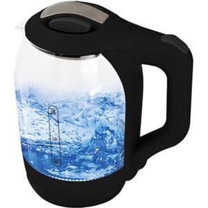 FLM SYSTEM Bollitore Elettrico in Vetro 1,7L con LED Blu - Bollitore Acqua 1500W con Spegnimento Automatico e Protezione a Secco, Design Moderno per Cucina