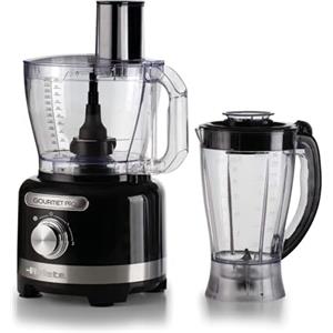 Ariete 1782 Gourmet Pro Moderna, Robot da cucina, Tritatutto 3L, Frullatore 2L, 2 velocità + Pulse, Set di lame + Disco in acciaio inox, Accessorio spremiagrumi, Nero