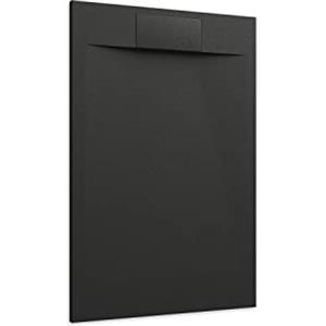 Parama Piatto Doccia 70x90 Nero Effetto Pietra Mod. Cosmos Rettangolare in Vetroresina SMC Riducibile Piletta Inclusa e Cover In Tono Parama