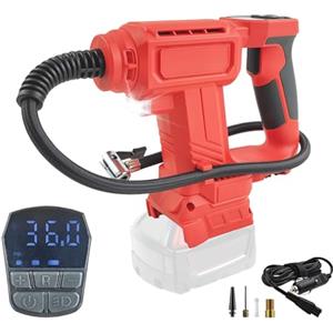 TALOEYH - Compressore batteria compatibile con batteria Milwaukee 18 V compressore d'aria senza fili 12 V alimentatore auto 0-120 PSI pompa ad aria manuale per moto, biciclette, auto e palle