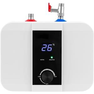 EGBNSY Scaldabagno, 1500W Scaldabagno Elettrico Istantaneo, 6/8L Scalda Acqua Elettrico Istantaneo, Acciaio Inox 316, Display LED, IPX4, Caldaia Elettrica per Cucina e Lavaggio Mani
