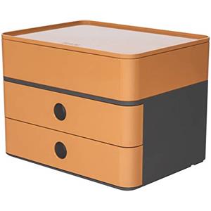 HAN 1100-83 - Cassettiera SMART-BOX PLUS ALLISON, design moderno, con 2 cassetti e porta utensili, colore: caramel brown