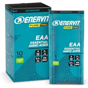 Enervit Pure-Pro Integratore di Aminoacidi Essenziali in Polvere, 5g EAA per Dose, 2.4g BCAA, Vitamine B6 e B12, Plant-Based, Riduzione Stanchezza, Durante e Post Workout, Vegan, 10 Bustine da 10g