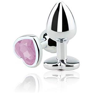 Luvado Plug anale - Cuore - Metallo - Taglia M - Argento/Rosa Cristallo
