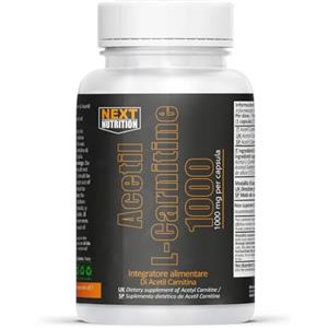 Hyper Next Acetil L Carnitina 1000 mg 60 CPS - Integratore di Acetyl L Carnitina Produzione di Energia e Favorisce il Metabolismo dei Grassi, Dimagrante Brucia Grassi - Integratori Palestra Pre Workout