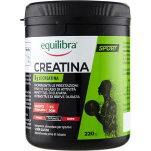 Equilibra Integratori Alimentari, a Base di Creatina, Integratore Energia per Sportivi, Incrementa le Prestazioni Fisiche in Caso di Attività Ripetitive, Senza Glutine, Barattolo 220 g