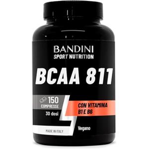Bandini® AMINOACIDI RAMIFICATI BCAA 8 1 1 | 150 Compresse + Vitamine B1 B6 | Amminoacidi Fermentati con Vitamine B | 8.1.1 con Leucina, Isoleucina, Valina | Intra Pre Post Workout | Per Palestra | Vegan