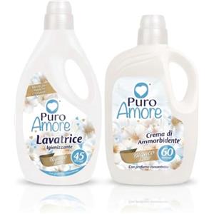 Generico Kit Puro Amore Bianco Latte Lavatrice Igienizzante 45 Lavaggi + Crema di Ammorbidente 60 lavaggi