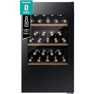 Hisense RW12D4NWG0 - Cantina Vino 30 bottiglie, Monotemperatura, Vetri Anti UV, Ripiani in Legno, Display Touch, Illuminazione Led, Anno 2022