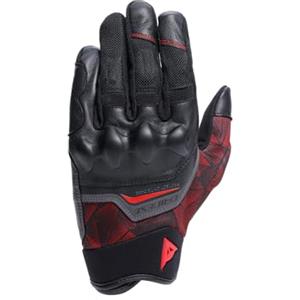 DAINESE - Ermex Gloves, Guanti Moto Estivi, Traspiranti con Inserti in Mesh, Protezioni Rigide sulle Nocche, Rinforzi in Pelle, Touchscreen, S, Nero e Rosso Lava